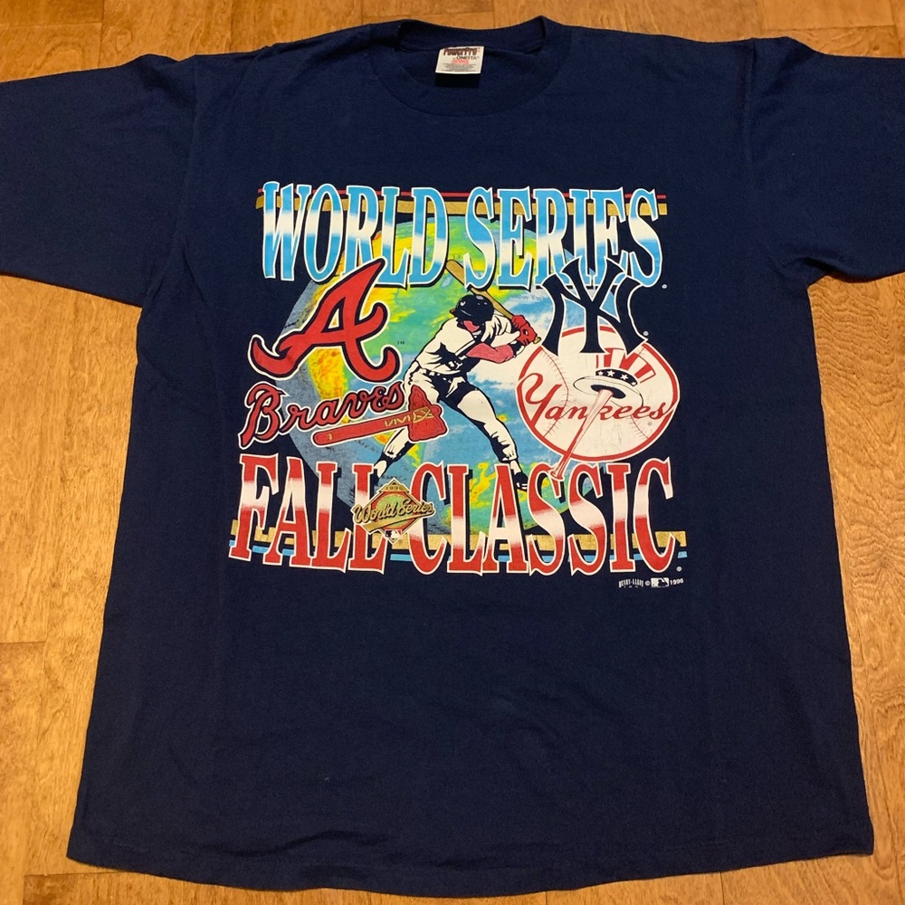 Vintage MLB Navy Atlanta Braves World Series Fall Classic T-Shirt
